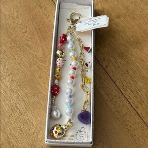 Colorful Beaded Keychain/bag charm with Gold Accents